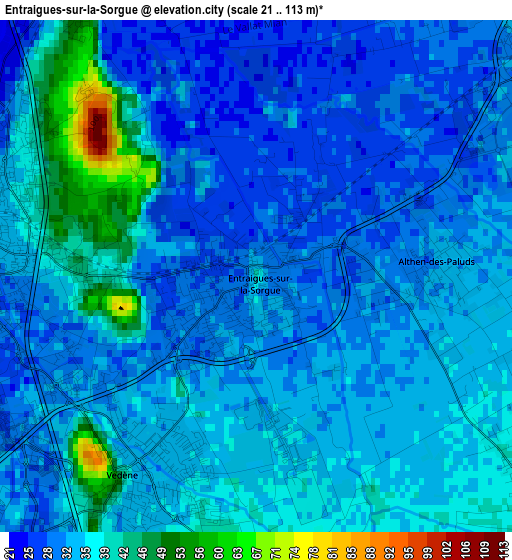 Entraigues-sur-la-Sorgue elevation map