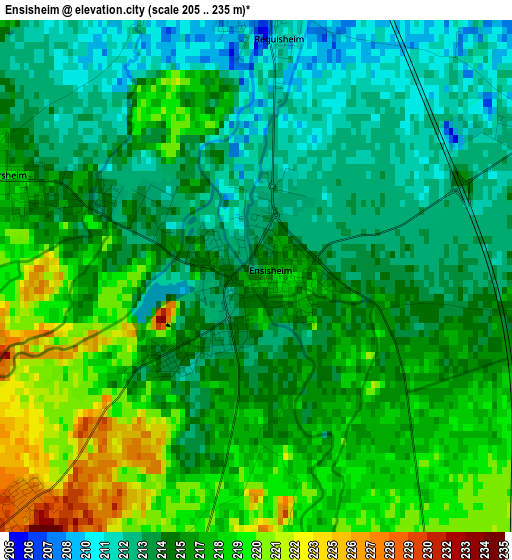 Ensisheim elevation map