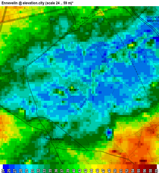 Ennevelin elevation map