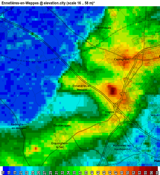 Ennetières-en-Weppes elevation map