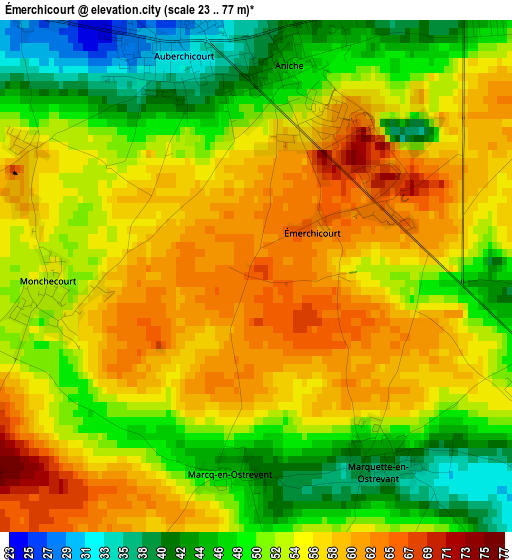 Émerchicourt elevation map
