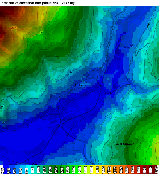 Embrun elevation map