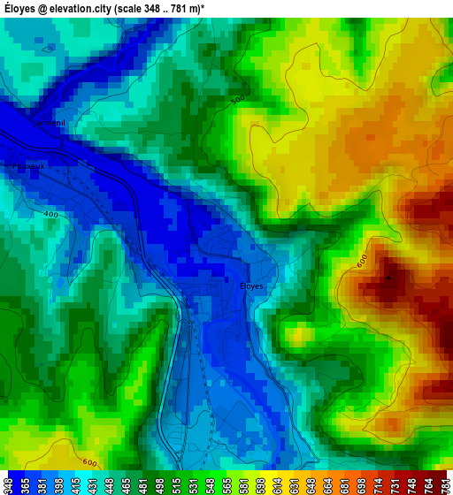 Éloyes elevation map