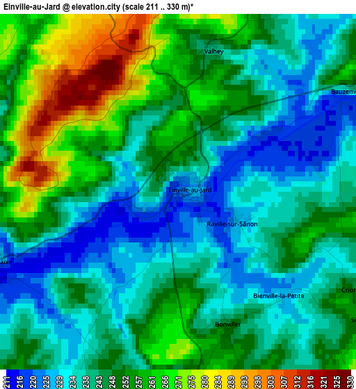 Einville-au-Jard elevation map