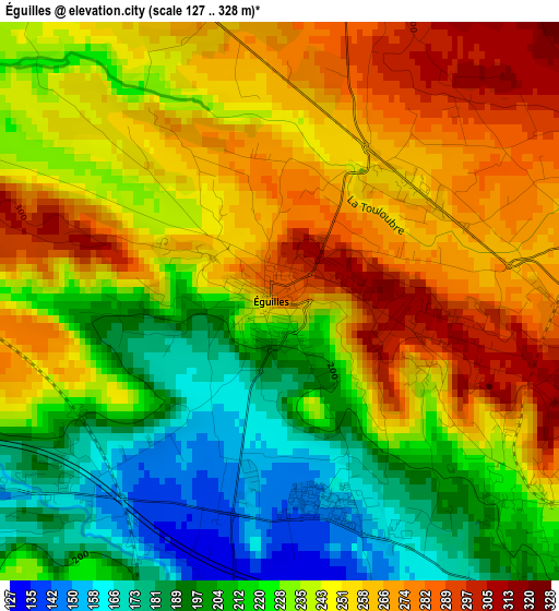 Éguilles elevation map