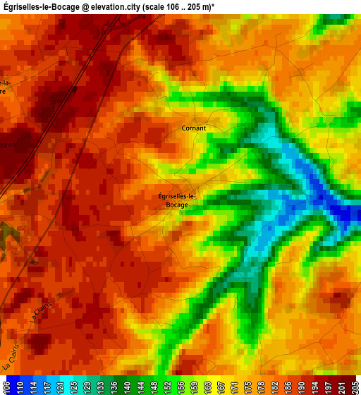 Égriselles-le-Bocage elevation map