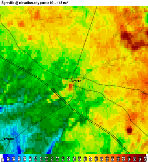 Égreville elevation map