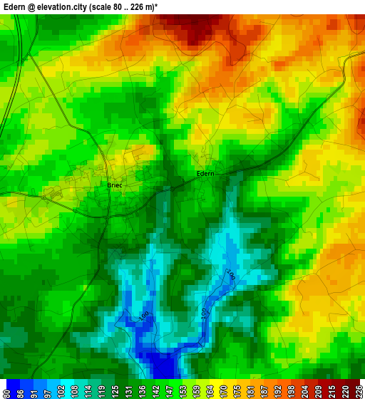 Edern elevation map