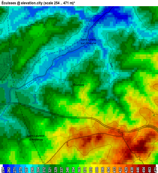 Écuisses elevation map