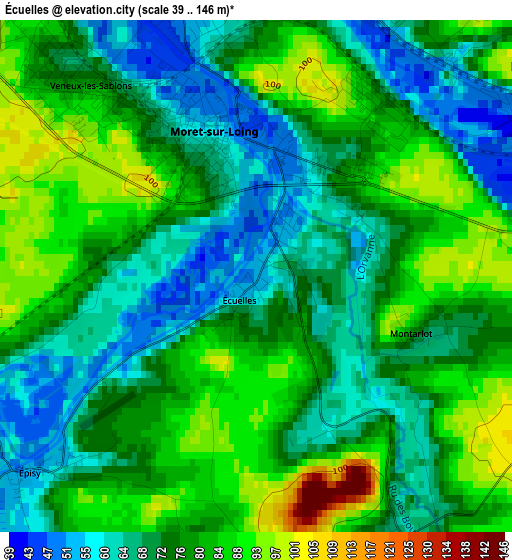 Écuelles elevation map