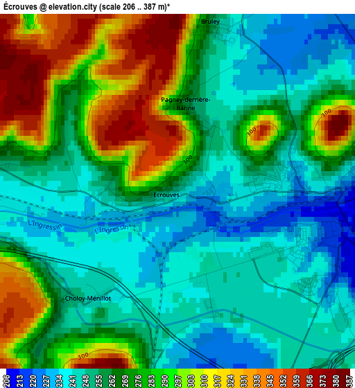 Écrouves elevation map