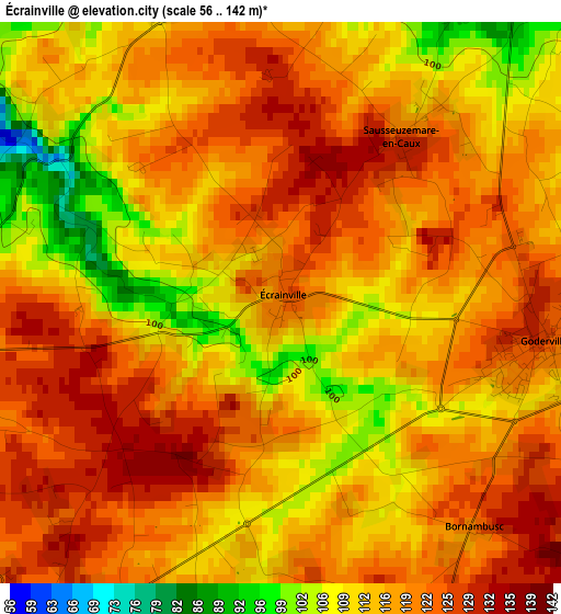 Écrainville elevation map