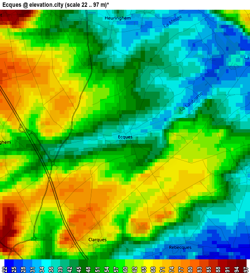 Ecques elevation map