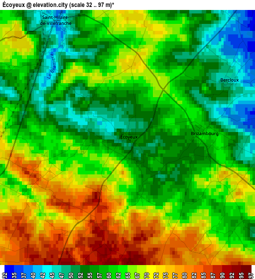 Écoyeux elevation map