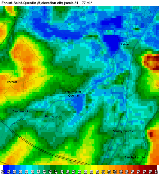 Écourt-Saint-Quentin elevation map