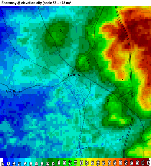 Écommoy elevation map