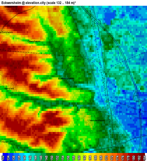 Eckwersheim elevation map
