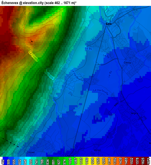 Échenevex elevation map