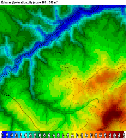 Échalas elevation map