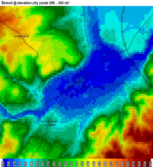 Ébreuil elevation map