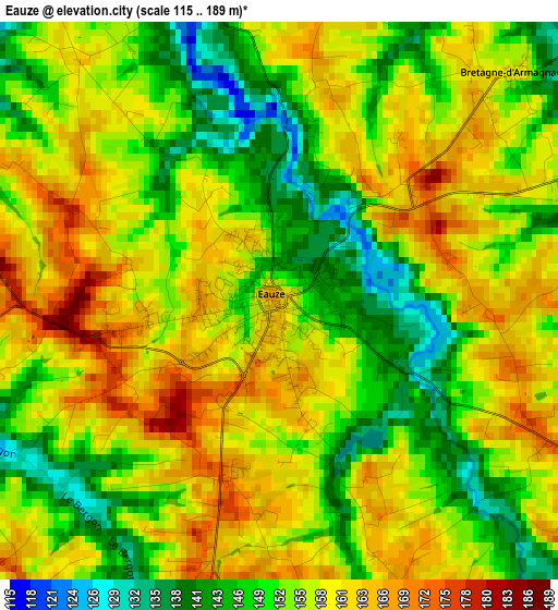 Eauze elevation map