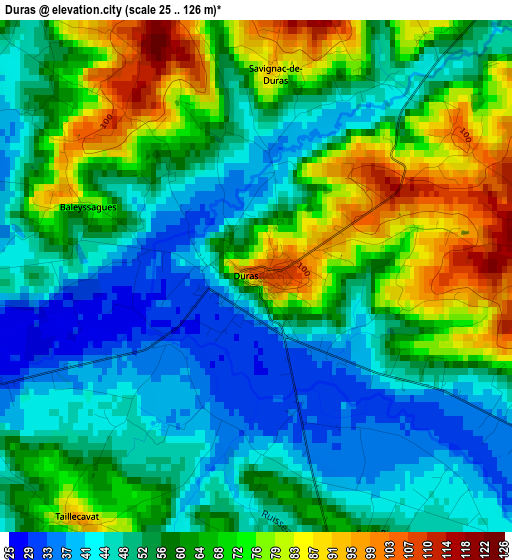 Duras elevation map