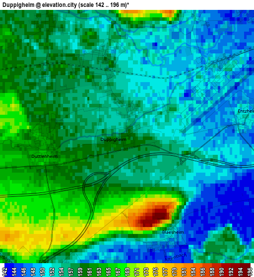 Duppigheim elevation map