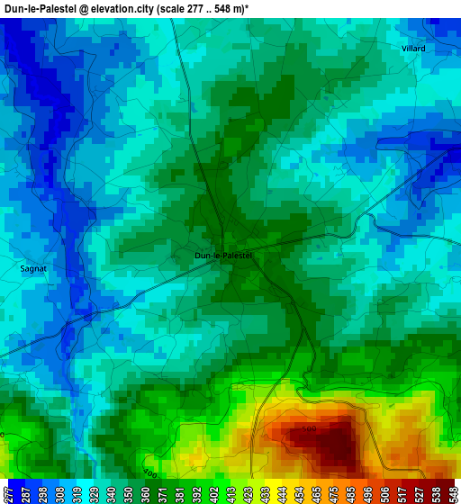 Dun-le-Palestel elevation map