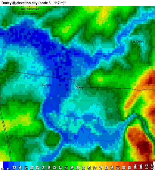 Ducey elevation map