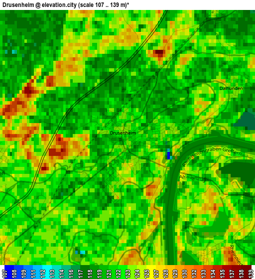 Drusenheim elevation map