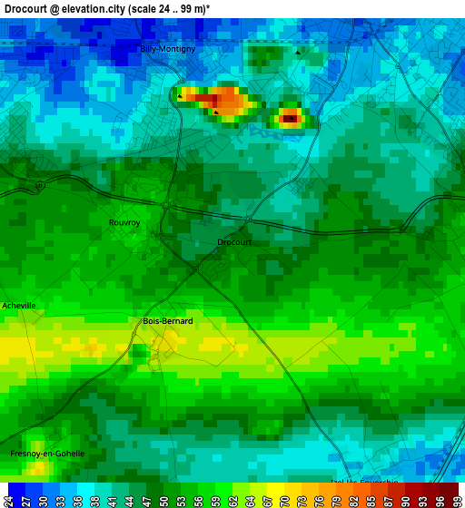 Drocourt elevation map