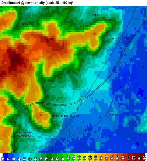 Dreslincourt elevation map