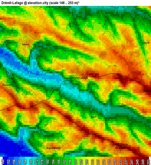 Drémil-Lafage elevation map