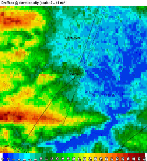 Drefféac elevation map