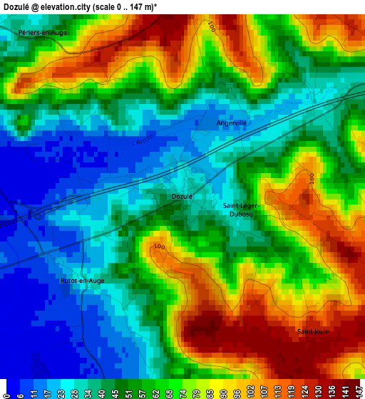 Dozulé elevation map