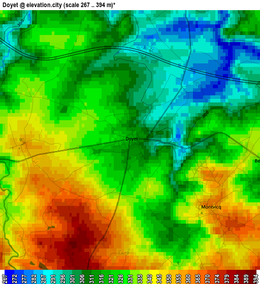 Doyet elevation map