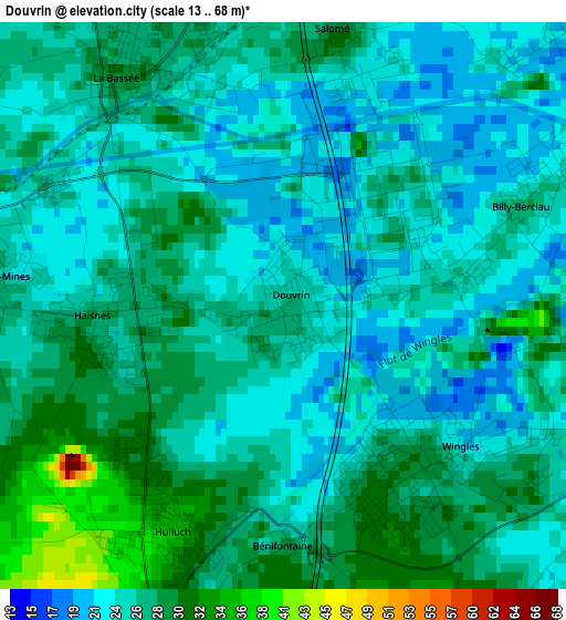 Douvrin elevation map