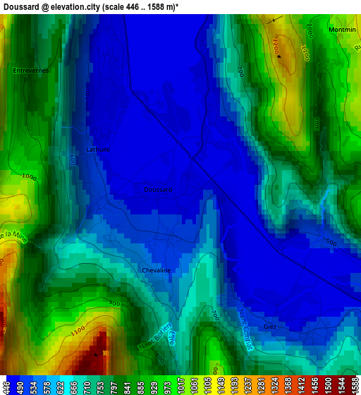 Doussard elevation map