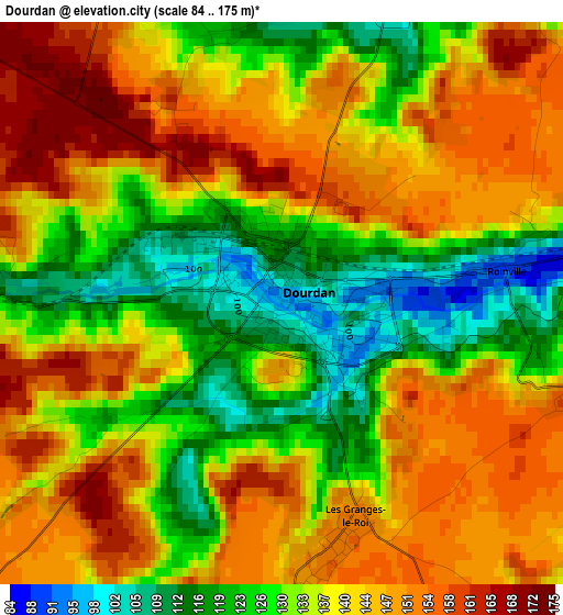 Dourdan elevation map