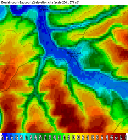 Doulaincourt-Saucourt elevation map