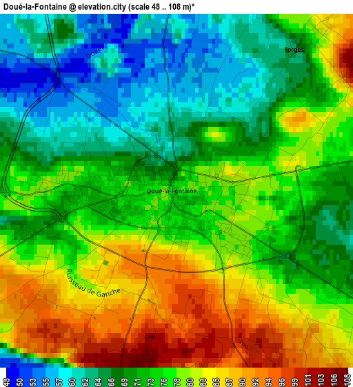 Doué-la-Fontaine elevation map