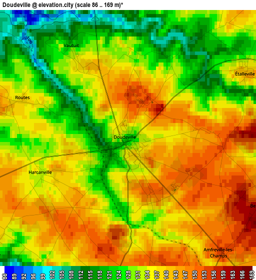 Doudeville elevation map