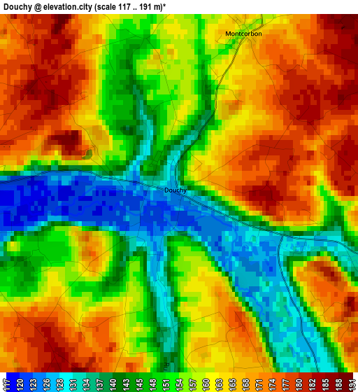 Douchy elevation map