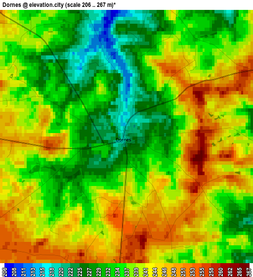 Dornes elevation map