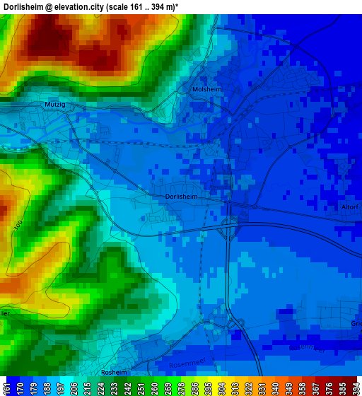 Dorlisheim elevation map