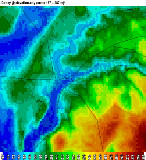 Donzy elevation map