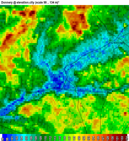 Donnery elevation map