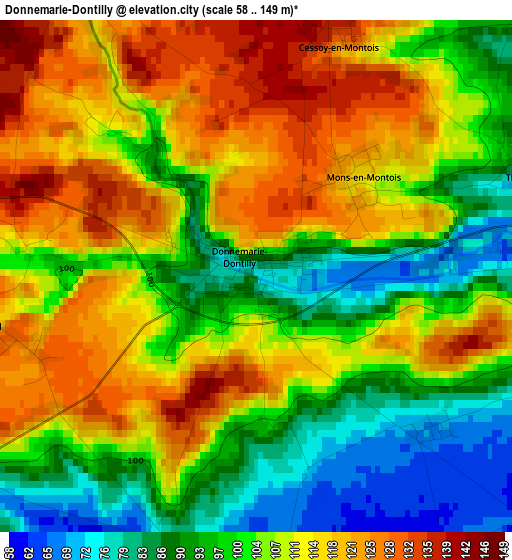 Donnemarie-Dontilly elevation map