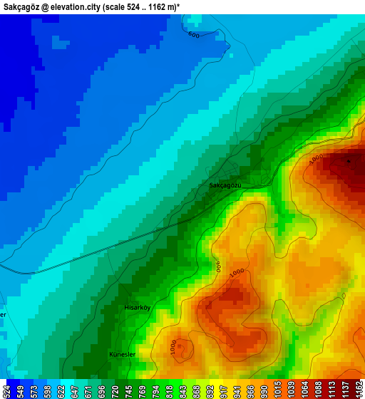 Sakçagöz elevation map