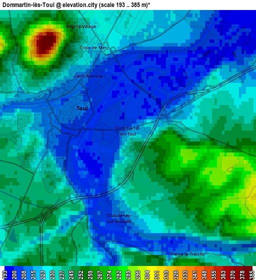 Dommartin-lès-Toul elevation map